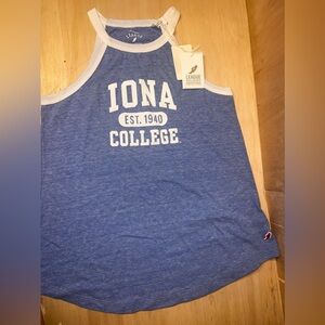 Iona College LEAGUE Phys Ed High Neck￼ Tank Top -blue Size M  NWT